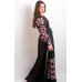 Boho Style Ukrainian Embroidered Maxi Broad Dress Black "Grace"